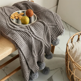 Nordic Knitted Cotton Sofa Cover With Tassel