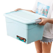 25 litre plastic storage bucket with lid in light green, durable container for home and shop use.