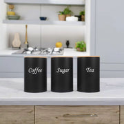 3 Piece airtight canister set with bamboo lids for modern kitchen storage and food organization