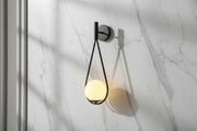Tall black wall lamp with white glass shade, modern E27 indoor decorative lighting fixture
