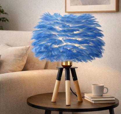 Blue Feather-Like Bedside Lamp