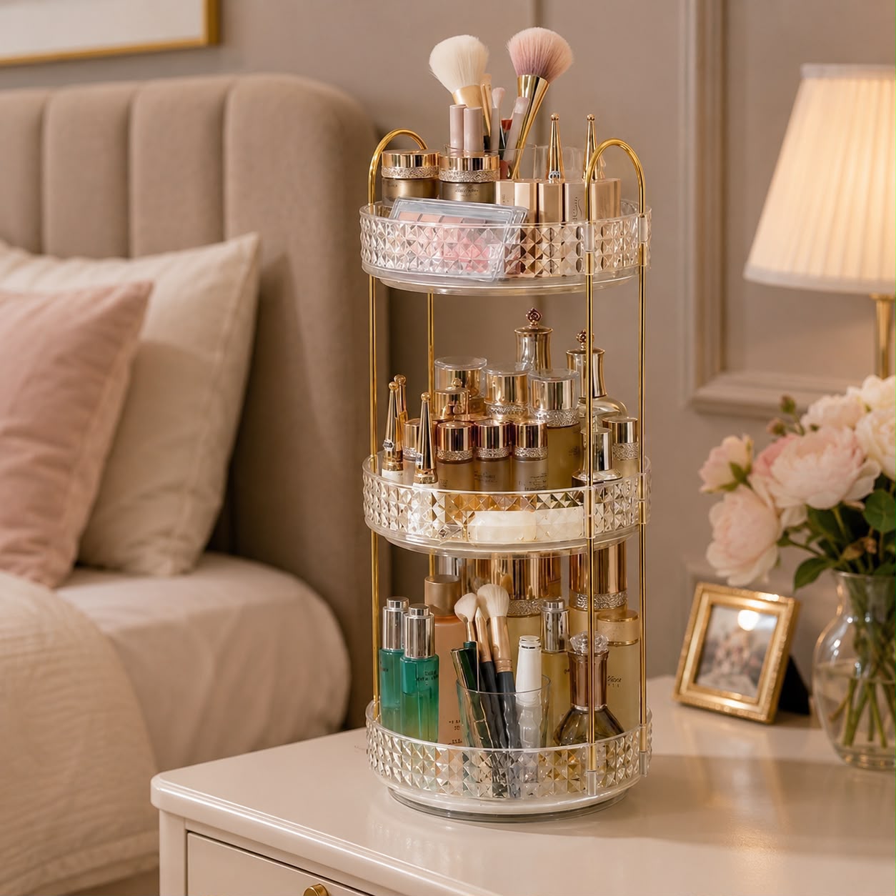 Rotating Acrylic Jewellery Organiser with Multi-Layer Storage