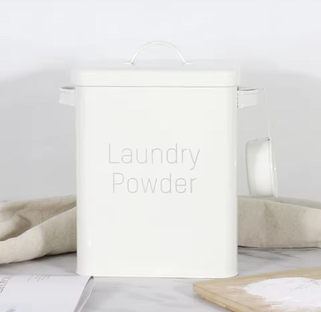 3kg Alloy Laundry Powder Storage Tin with Scoop