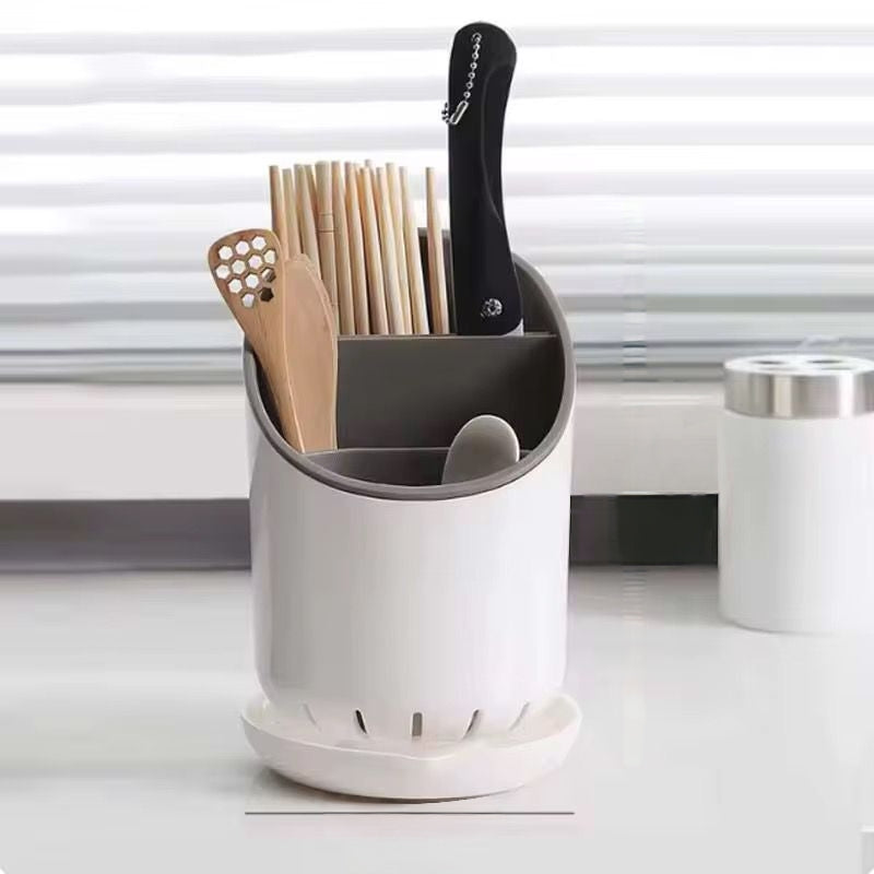 2Pcs Plastic Cutlery Storage Holder And Drainer