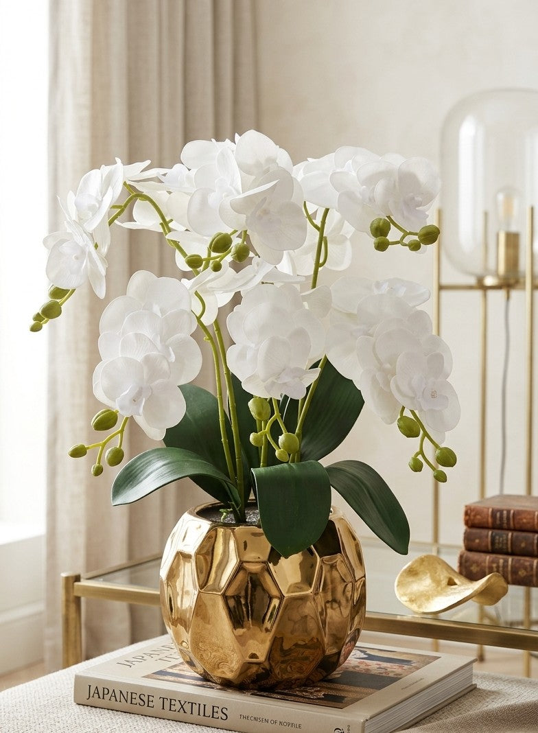 Artificial Orchids with Ceramic Vase