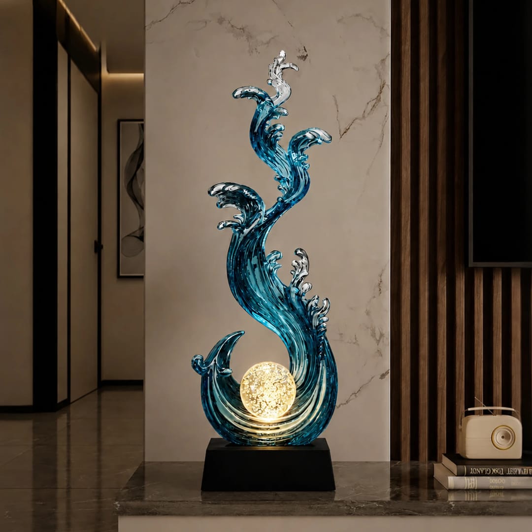 75cm Tall Ocean Wave Resin Sculpture