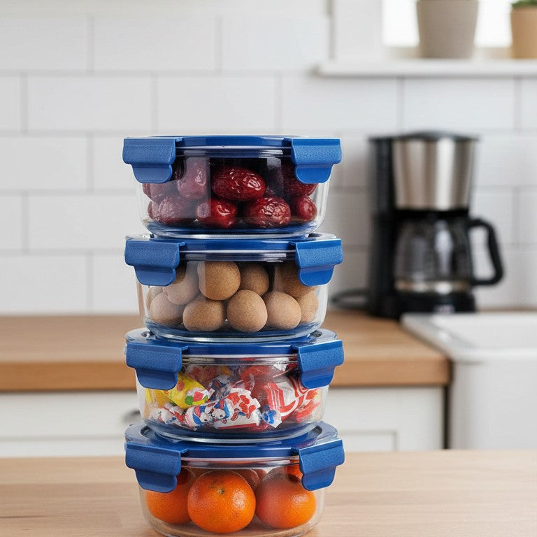 Luminarc Round Pure storage boxes available in 650 ml and 1000 ml sizes.