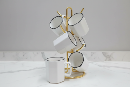 6-Piece unique ceramic mugs set 350 ml for tea and coffee