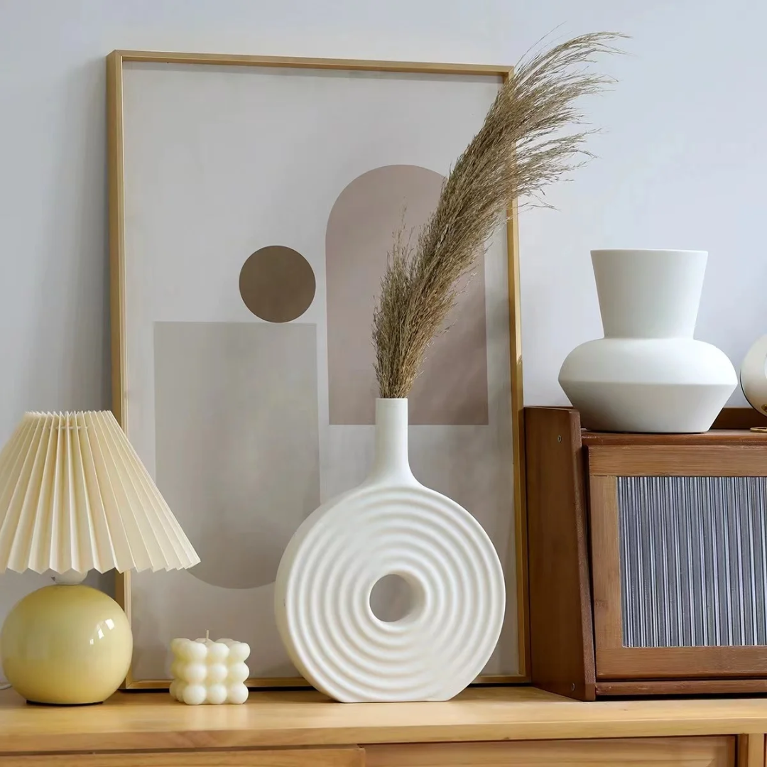 Decorative Modern Round Elegant White Ceramic Vase