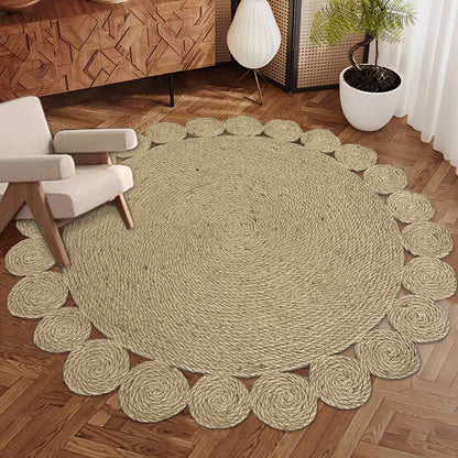 Round fiber jute rug 100 cm natural woven floor mat for home décor