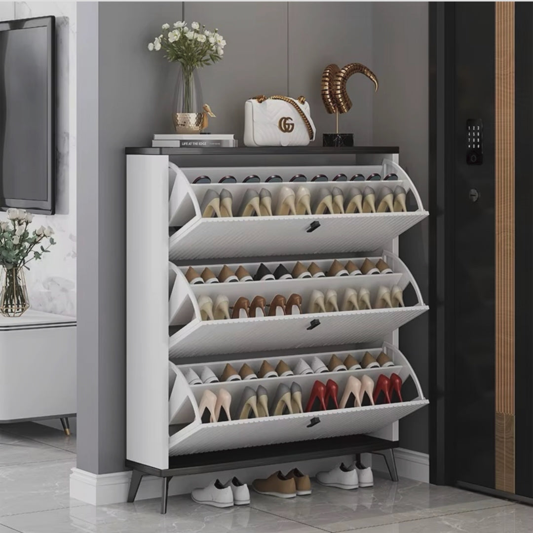 White Wooden Shoe Rack Cabinet