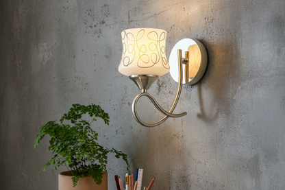 Artistic Patterned Wall Lamp Frosted Glass Shade and Matte Golden Light-PL 7021-27-01-GO