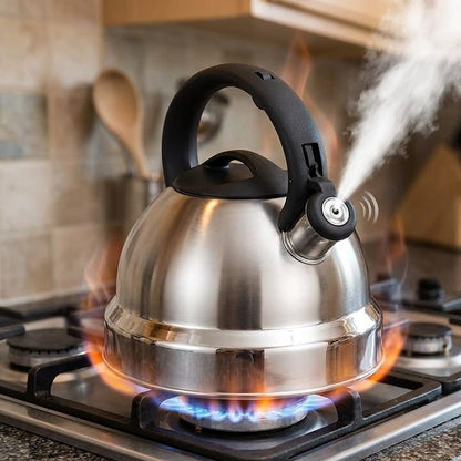 3.0L stainless steel whistling kettle with durable design for boiling water and tea preparation. ☕✨
