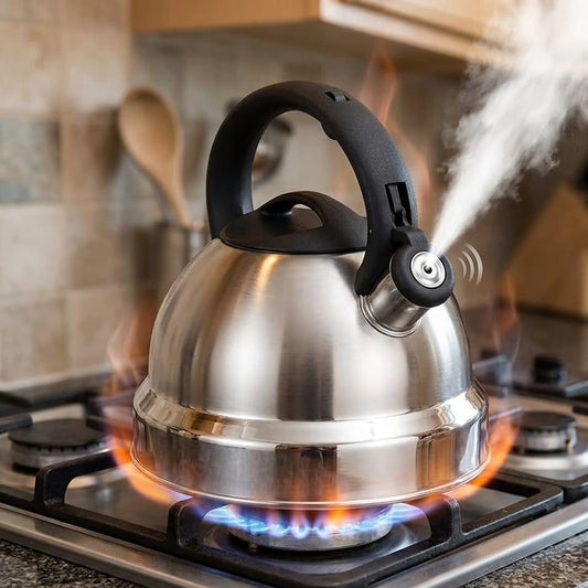 3.0L stainless steel whistling kettle with durable design for boiling water and tea preparation. ☕✨