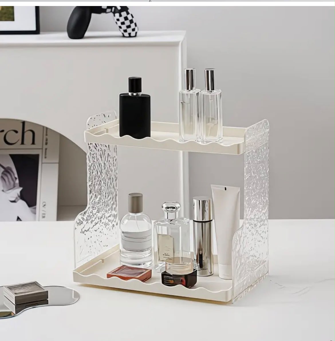 Glacier Pattern Vanity and Storage Rack