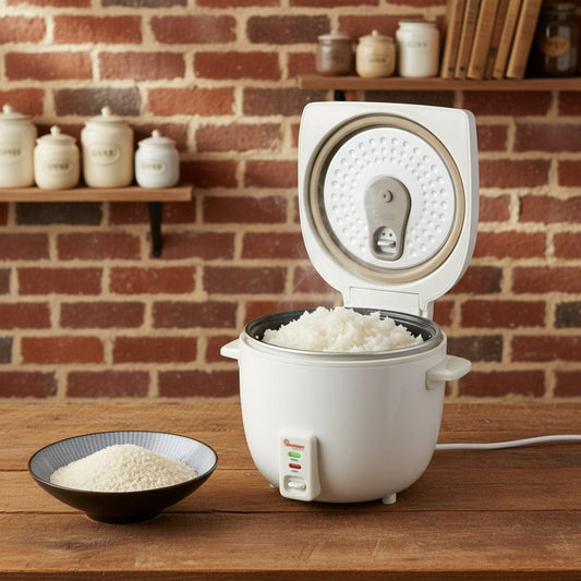 Ramtons 1.8 litre white rice cooker and steamer with glass lid