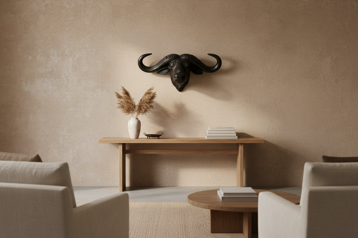 50cm black buffalo head wall carving african wildlife decor statement wall art