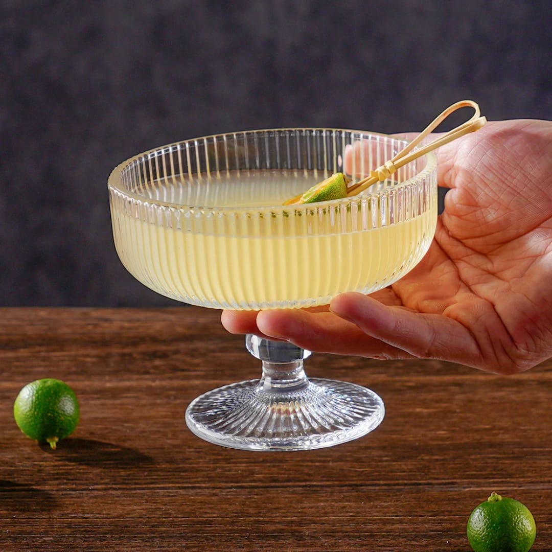 6pcs Fresh Embossed Dessert Glass