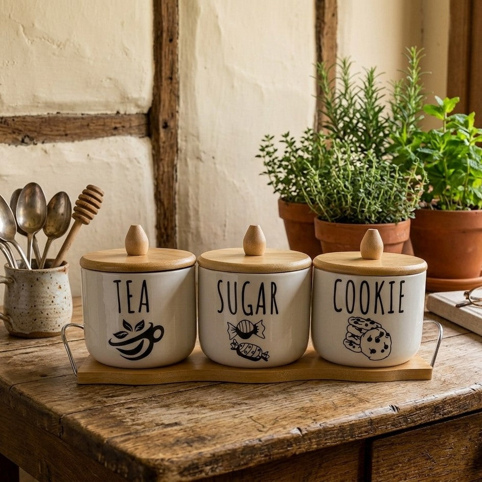 4Pc Canister Set with Tray 450 ml