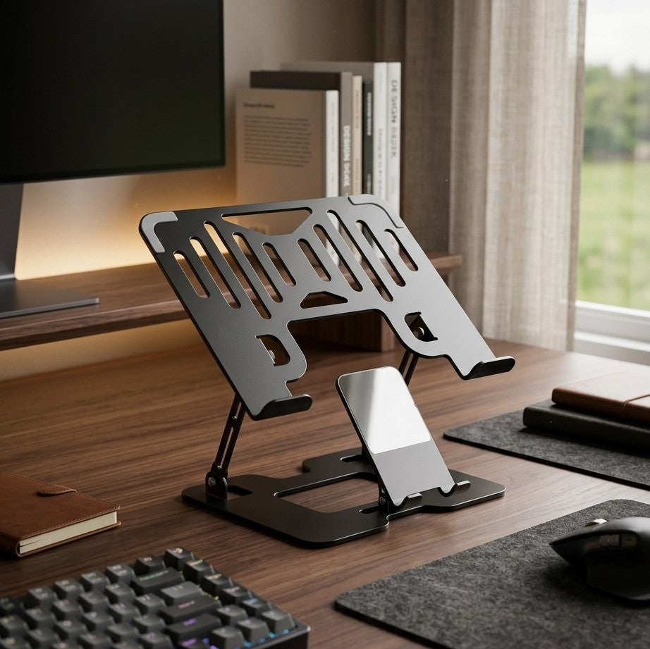 2 in 1 Adjustable Laptop Stand with Phone Holder