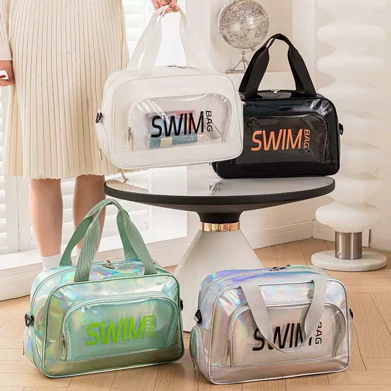 Portable waterproof beach and swimming bag with shoe compartment