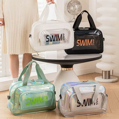 Portable waterproof beach and swimming bag with shoe compartment