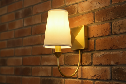 Golden Fabric Shade Wall Fixture-PL 1123-01-GO