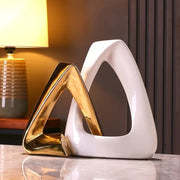 Creative interlocking ceramic decorative sculpture for modern home and office décor