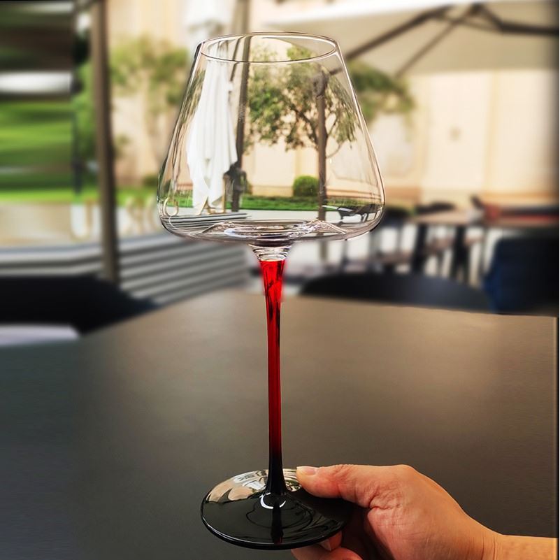 Burgundy Crystal Wine Glasses 600ml Long Stem Goblet 2pcs Set
