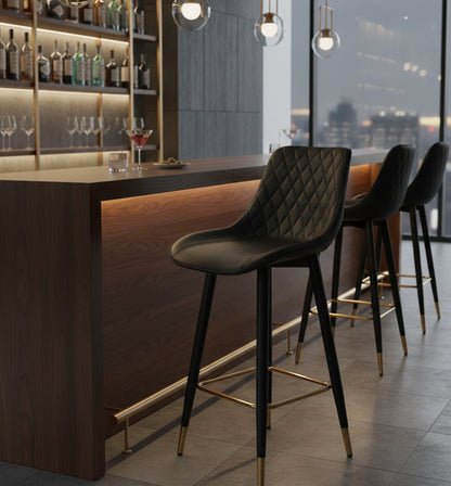 Leather Barstool with Swivel Rotating Seat