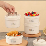 Round 550ml stainless steel bento lunch box with lid for carrying meals