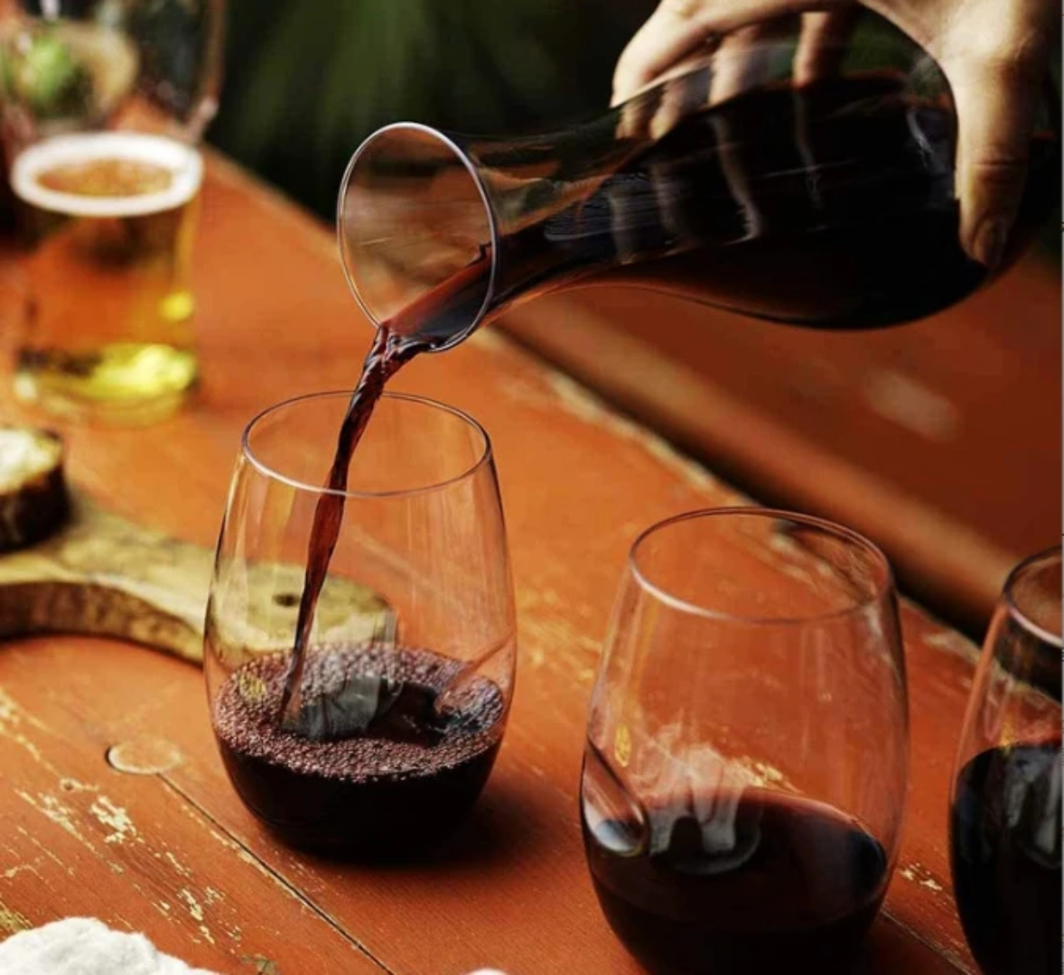 Set of 6 stemless wine glasses