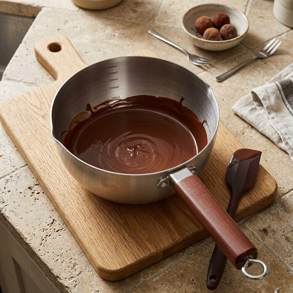 2L Stainless Steel Japanese Saucepan Pot with Wooden Handle
