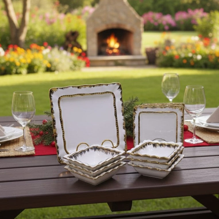 18Pc Gold Detail Ceramic Dinner Set