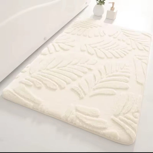 Memory sponge bath rug with faux rabbit fur, absorbent and anti slip design