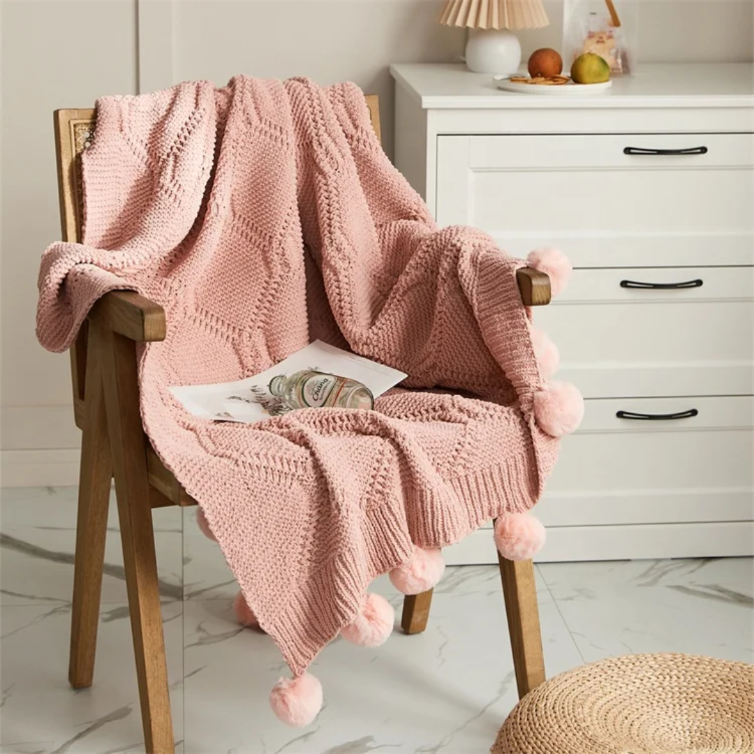 Nordic Knitted Cotton Sofa Cover With Tassel