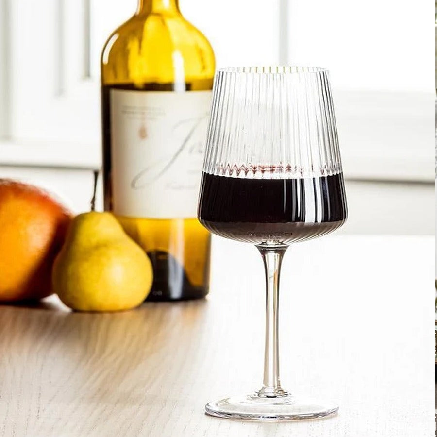 4 Piece Classic Striped Wine Glass Set