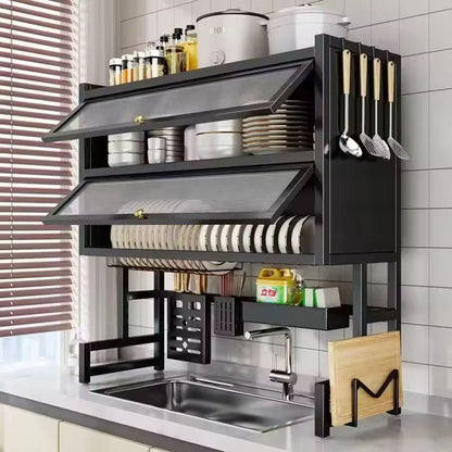 85cm two layer kitchen countertop dish rack multifunctional storage and drying organizer