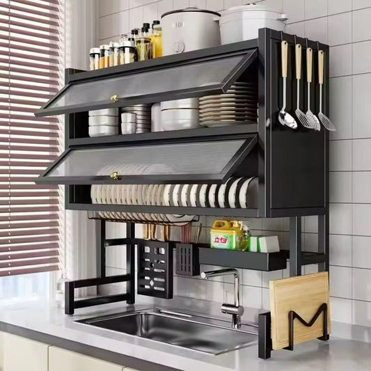 85cm two layer kitchen countertop dish rack multifunctional storage and drying organizer