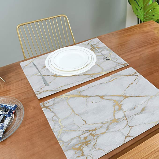 6pc Double Sided Marble Profile Table Mats