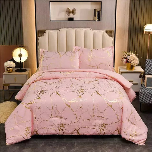 Gold Marble Texture Foil-Style Duvet Cover Set