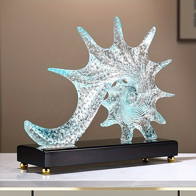 Blue Resin Conch Seashell Decorative Sculpture