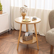 Brown 2-tier Nordic-style side table measuring 50 × 50 cm for living room, bedroom, and balcony use