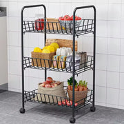Black 3-layer multifunctional storage rack with wheels 410x230x632 mm