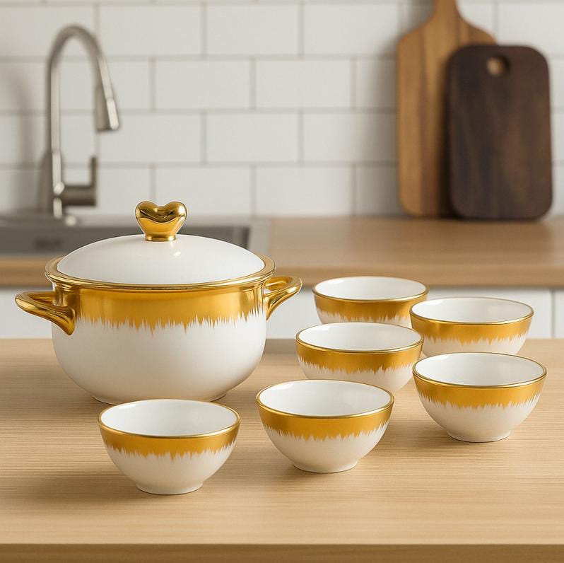 8pc Gold Serving Bowl