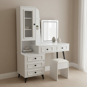 Dressing table with storage space for organizing cosmetics, accessories, and daily grooming essentials.