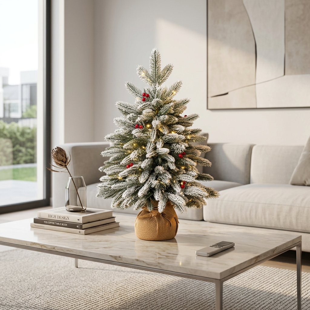 Set of 3 60cm Snow Dusted Artificial Christmas Trees with Rustic Wooden Bases available in Nairobi, Kenya