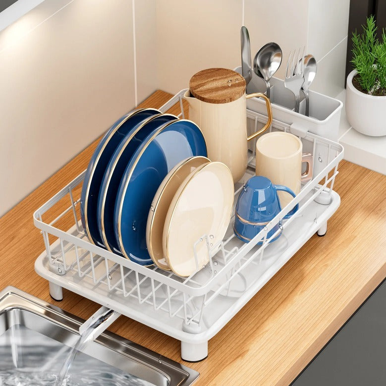 Countertop Dish Drying Rack with Drainage Spout
