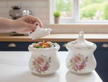 3 Piece Bone Shapely Dish Set With Gold Ring