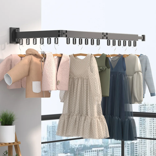 Foldable wall-mounted clothes drying rack – space-saving rotating laundry rack for indoor and outdoor use